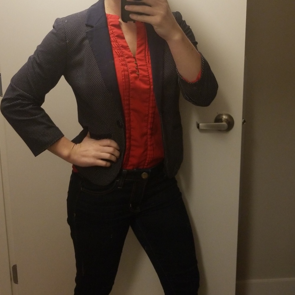 Navy Polka Dot Blazer
